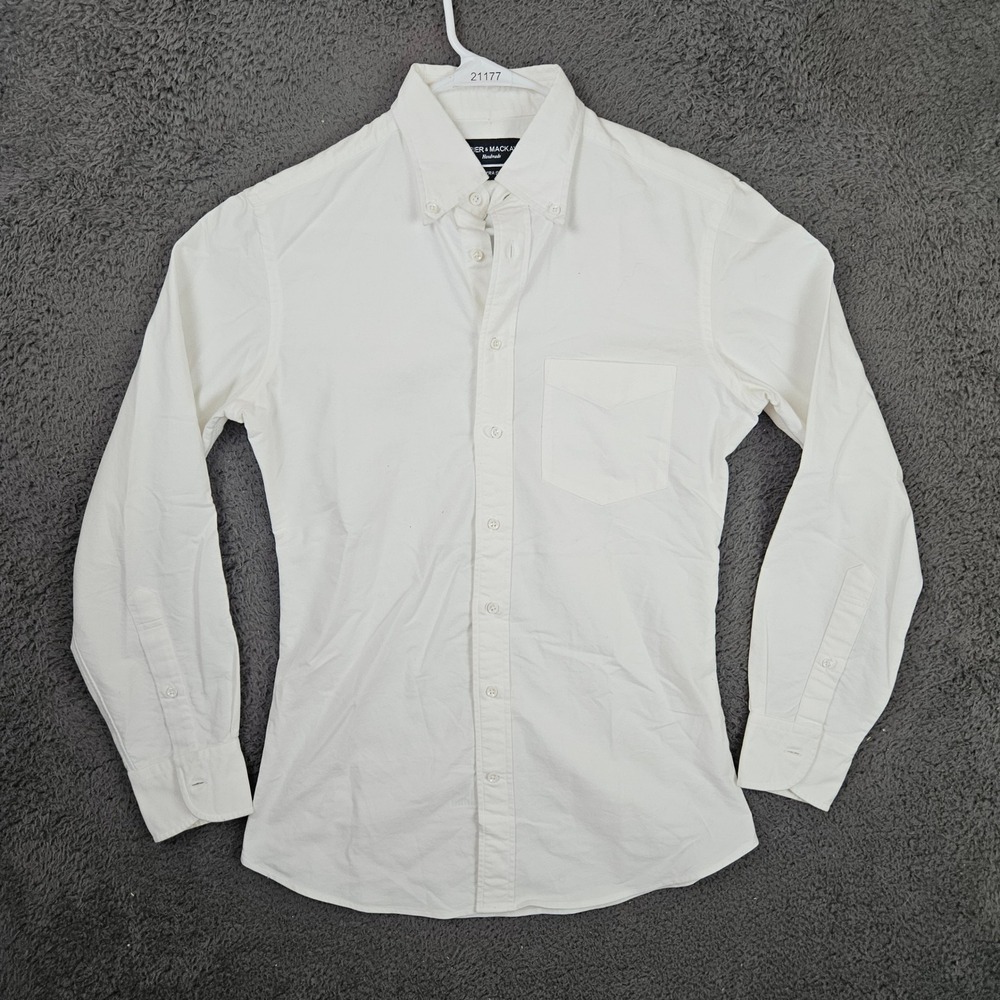 Spier & Mackay Mens 15 33 White Extra Slim Fit Handmade Button Down Shirt